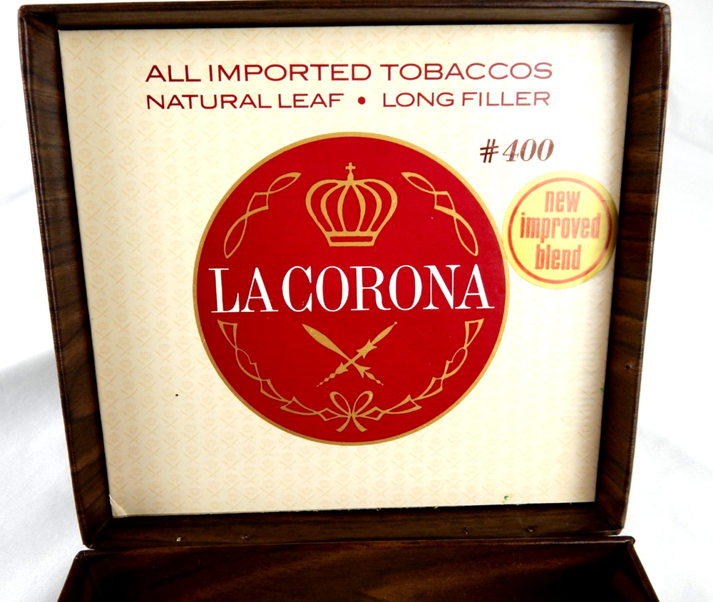 Vintage La Corona #400 Faux Walnut Cigar Box American Brands 1970s Dark